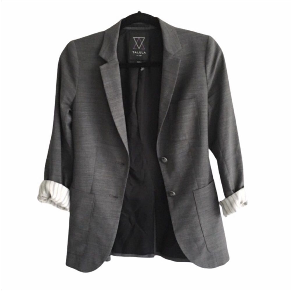 ARITZIA Boyfriend Blazer Roll Sleeves Wool Gray 2